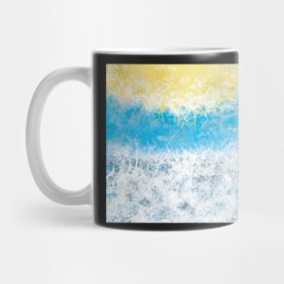 Surf's Up! Blue sky, foamy waves and yellow sun.  Dive right in! Mug
